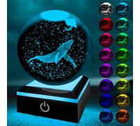 YATOSEEN Baleine 3D et Boule de Cristal avec Veilleuse Multicolore, Cristal K9 Mini Baleine Modèle, Cadeau pour Enfants Amis Couple Anniversaire Festival
