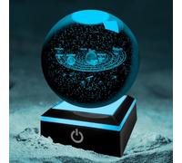 YATOSEEN Boule Cristal 3D Système Solaire avec Éclairage Nocturne Multicolore, Cristal K9 Modèle de Planète, Science Astronomie, Éducation, Cadeau pour Enfants, Amis, Couples et Fêtes D'anniversaire