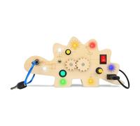 YATOSEEN Busy Board Montessori, Planche Occupée en Bois de Dinosaure mit 7 Interrupteurs et 7 Lumières LED Tableau D'activité Jouets Éducatifs pour Garçons Filles de 1 2 3 4 Ans