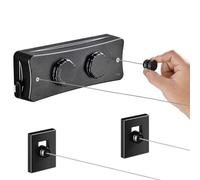 YATOSEEN Étendoir à Linge rétractable, Double Fil, ne s'affaisse Pas, Extensible, pour intérieur et extérieur, Fixation Murale en Acier Inoxydable, Gain de Place (Noir Double)