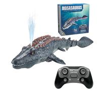 YATOSEEN Mosasaure Télécommandé pour Enfants, Bateaux Dinosaure ÉlectriqueTelecommander avec Pulvérisation d'eau et Lumière pour Piscine, lac, Salle de Bain, Jouet de Bain (Gris)