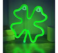 YATOSEEN Panneau lumineux en forme de trèfle porte-bonheur alimenté par USB ou 3 piles AA, lumière néon LED, décoration murale pour chambre à coucher, chambre, décoration murale, bar, fête