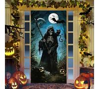 YATOSEN Rideau de Porte d'Halloween - Couverture Festival Fantôme - Horreur - Fond de Monstre - Décoration d'Extérieur pour Entrée (A)