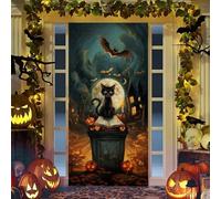 YATOSEN Rideau de porte d'Halloween - Décoration de porte - Festival des fantômes - Horreur - Monstre - Bannière de fond - Rideau de porte - Décoration d'extérieur pour porte d'entrée (F)