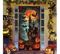 YATOSEN Rideau de porte d'Halloween - Décoration de porte - Festival des fantômes - Horreur - Monstre - Bannière de fond - Rideau de porte - Décoration d'extérieur pour porte d'entrée (E)