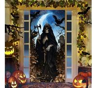 YATOSEN Rideau de Porte Halloween Couverture de Porte Festival Fantôme Horreur Monstre Fond Bannière Rideau de Porte Extérieur Décoration d'Halloween pour Porte d'entrée (B)