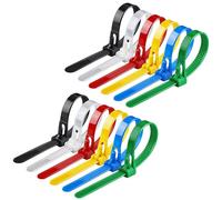 Yatrosynth 100 Pièces D'attaches de Câble Professionnelles, Collier De Serrage Réutilisable, 200mm × 4.8mm, pour cable management, Jardinage, Atelier, Bricolage - Couleurs mélangées