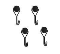 Yatrosynth Lot de 4 Crochets Magnétiques Extra Puissants, 16mm Crochet Aimant Puissant, Neodyme Crochets pour Frigo Cuisines de Bureau- Noir