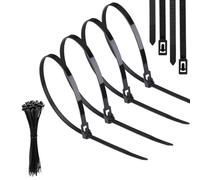 Yatrosynth Lot De 50 Serre-Câbles Autobloquants Réutilisables, Résistants aux UV et à la Chaleur, Serre Câbles en Nylon Solides, 300 mm x 4.8mm - Noir