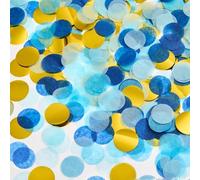 Yatrosynth Lot de 6 000 Confettis multicolores, Grands Confettis de Mariage Pastel Multicolores, 2.5 cm en Papier, pour Décoration, Anniversaire, Carnaval, Fête à Thème(Bleu Or 50 g)