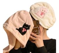 Yatrosynth Serviette Cheveux, Lot de 2 Serviettes de Séchage en Microfibre Super Absorbantes avec Boutons, de Super Doux et Absorbant avec（Blanc, Rose）