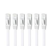 Yauhody Câble Ethernet 0.5m 6 Pièces, Cat 6 Rj45 Câble Réseau Plat 1000 Mbit/s Lan Cable Internet pour Modem Routeur PS5 PC TV Switch, Plus rapide que la Cat 5 (Blanc)