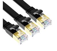 Yauhody Cat 8 Câble Ethernet 0.5m 3 Pièces, RJ45 Câble Réseau Plat 40Gbps 2000MHz S/FTP Super Débit Double Blindage Cable Internet Compatible avec PS5 TV PC Router, Plus rapide que Cat7 (Noir)
