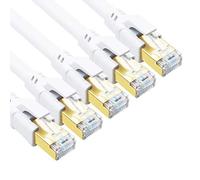 Yauhody Cat 8 Câble Ethernet 0.5m 5 Pièces, RJ45 Câble Réseau 40Gbps 2000MHz S/FTP Super Débit Double Blindage Cable Internet Compatible avec PS5 TV Box PC Router Modem, Plus rapide que Cat7 (Blanc)