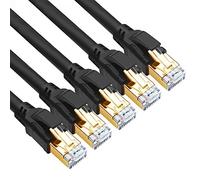 Yauhody Cat 8 Câble Ethernet 0.5m 5 Pièces, RJ45 Câble Réseau 40Gbps 2000MHz S/FTP Super Débit Double Blindage Cable Internet Compatible avec PS5 TV Box PC Router Modem, Plus rapide que Cat7 (Noir)