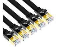 Yauhody Cat 8 Câble Ethernet 0.5m 5 Pièces, RJ45 Câble Réseau Plat 40Gbps 2000MHz S/FTP Super Débit Double Blindage Cable Internet Compatible avec PS5 TV PC Router Modem, Plus rapide que Cat7 (Noir)