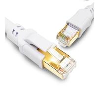 Yauhody Cat 8 Cable Ethernet 0.5m RJ45 Câble Réseau LAN Blanc, 40Gbps 2000MHz F/FTP Cable Internet Compatible Cat5 Cat6 Cat7, pour PS5 PS4 Router TV Switch Módem PC POE(Blanc 0.5m)