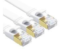 Yauhody Cat 8 Câble Ethernet 1m 3 Pièces, RJ45 Câble Réseau Plat 40Gbps 2000MHz S/FTP Super Débit Double Blindage Cable Internet Compatible avec PS5 TV PC Router Modem, Plus rapide que Cat7 (Blanc)