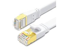 Yauhody Cat 8 Câble Ethernet 1m, RJ45 Câble Réseau Plat 40Gbps 2000MHz Super Débit Double Blindage LAN Cable Internet pour PS5, Routeur, Modem, Switch, TV, PC, rapide que Cat6/Cat7 (Blanc)