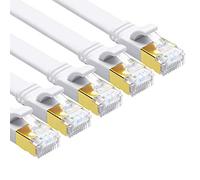 Yauhody Cat 8 Câble Ethernet 2m 5 Pièces, RJ45 Câble Réseau Plat 40Gbps 2000MHz S/FTP Super Débit Double Blindage Cable Internet Compatible avec PS5 TV PC Router Modem, Plus rapide que Cat7 (Blanc)