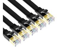 Yauhody Cat 8 Câble Ethernet 2m 5 Pièces, RJ45 Câble Réseau Plat 40Gbps 2000MHz S/FTP Super Débit Double Blindage Cable Internet Compatible avec PS5 TV PC Router Modem, Plus rapide que Cat7 (Noir)