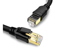 Yauhody Cat 8 Câble Ethernet 3m 2 Pièces, RJ45 Câble Réseau 40Gbps 2000MHz F/FTP Super Débit Double Blindage Cable Internet Compatible avec PS5 TV Box PC Router Modem, Plus rapide que Cat7 (Noir)