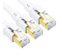 Yauhody Cat 8 Câble Ethernet 3m 3 Pièces, RJ45 Câble Réseau 40Gbps 2000MHz S/FTP Super Débit Double Blindage Cable Internet Compatible avec PS5 TV Box PC Router Modem, Plus rapide que Cat7 (Blanc)