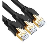 Yauhody Cat 8 Câble Ethernet 5m 3 Pièces, RJ45 Câble Réseau 40Gbps 2000MHz S/FTP Super Débit Double Blindage Cable Internet Compatible avec PS5 TV Box PC Router Modem, Plus rapide que Cat7 (Noir)