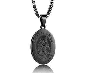 Yaumatea Collier Patron de Saint Michel/Vierge Marie/Raphael/Jude/Christophe/Benoît/Joseph/Patrick/Francis/Florian/Thomas/Antoine, Acier Inoxydable 61 cm, Acier inoxydable, Pas de pierre précieuse