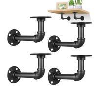 YAUNGEL 4PCS industriel tube support d'étagère, rétro support d'étagère, tube support d'étagère pour livre étagère flottante, décorations de meubles vintage (noir, 15 * 8CM)