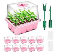 YAUNGEL Mini Serre pour Plantes, 10 Pièces 120 Cellules Intérieure Plateau Semis avec couvercles rehaussés, Bac à semis Pépinière Boîte de Culture Durables, Rose