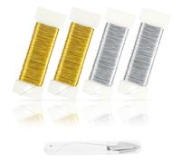 Yaunming 0,3 mm × 50 m de fil de bricolage - Sans nickel - Pour le bricolage - Argenté - 2 rouleaux - Doré - 2 rouleaux avec 1 petite paire de ciseaux - Pour bijoux faits à la main et l'art floral