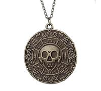 YAUOIPI 2 Pièces Collier avec boussole tête de mort, vintage Collier pirate fantaisie avec pendentif, motif crâne Médaillon rond, accessoire de pirate, pour Halloween, soirée à thème Carnaval (2 Pcs)