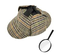 YAUOIPI Kit de costume de détective victorien 2 pièces, ensemble d'accessoires de déguisement de détective Sherlock, chapeau de cerf + loupe, pour la journée mondiale du livre, accessoires de fête