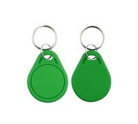 YAVIS 100PCS Badge RFID/Badge Immeuble - Tag NFC IC 13,56MHz Read-Only, Porte-Clés Transpondeur pour Contrôle d’Accès, Systèmes d’Entrée, Lecteurs NFC/RFID, Puce 1K Non Réinscriptible (Vert)