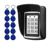 YAVIS Serrure à code en métal pour ouverture de porte Access Control Keypad 125 kHz Lecteur de carte EM + 10 clés RFID + Housse de pluie étanche pour système de contrôle d'accès de porte