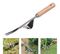 YAVO-EU Outil Desherbeur Manuel en Acier Inoxydable, Gouge de Désherbage en Acier Inoxydable avec Poignée Bois Désherbage À Main Extracteur de Mauvaises Herbes Arrache Mauvaise Herbe Jardinage