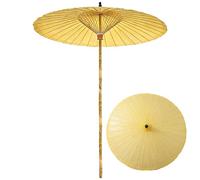YAVYAV 2.0m Parasol de Jardin en Bambou Ombrelle de Terrasse, 36 Baleines en Bambou, Parasol de Plage En Plein Air, Protection Solaire, Imperméable, pour Balcon Terrasse, Rond(Beige)