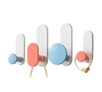 YAVYAV 4/6 Pièces Patere Murale | Multifonctionnel Crochet Porte Manteau | Crochets Muraux Colorés Pour Serviettes, Vêtements, Sacs À Dos Et Chapeaux(Blanc,4 pieces)