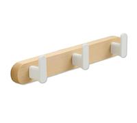 YAVYAV Patères Murales Avec Crochet Métallique Et Base En Bois | Crochet J 3/4/5/6 Crochets | Porte Manteau Mural Pour Tringle À Vêtements Et Porte-serviettes(Natural,30cm/11.8in)