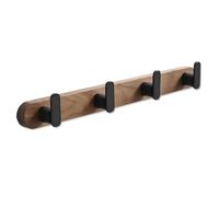 YAVYAV Patères Murales Avec Crochet Métallique Et Base En Bois | Crochet J 3/4/5/6 Crochets | Porte Manteau Mural Pour Tringle À Vêtements Et Porte-serviettes(Brown,40cm/15.7in)