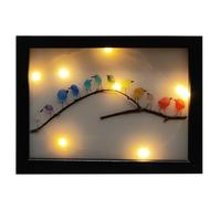 Yawdil Oiseau arc-en-ciel en verre de mer, cadre photo lumineux LED, oiseau arc-en-ciel sur branche, belle décoration murale pour la maison ou cadeau pour un ami