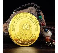 Yawdil Pièce de défi de noël médaille du père noël pièce de voeux du père noël pour Anniversaire, Cadeaux d'affaires, Or de noël Argent