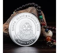 Yawdil Pièce de défi de noël médaille du père noël pièce de voeux du père noël pour Anniversaire, Cadeaux d'affaires, Or de noël Argent
