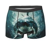 YaWea Lot de 1 caleçon boxer pour homme avec imprimé requin - Respirant et doux - Avec braguette, noir, Large