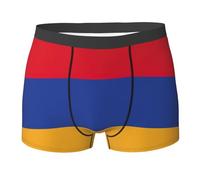 YaWea Lot de 1 caleçon boxeur imprimé drapeau de l'Arménie pour homme, respirant et doux, avec braguette, noir, Medium
