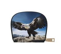 YaWea Petit sac à main en cuir imprimé aigle chauve 2 avec porte-cartes, blanc, One Size