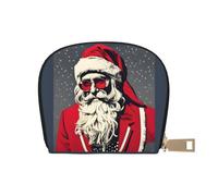 YaWea Petit sac à main en cuir imprimé Père Noël mignon pour cartes de crédit, porte-cartes, blanc, One Size