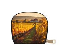 YaWea Petit sac à main en cuir imprimé vin et vinification viticole Motif champ de raisin 1 Petit sac à main Porte-cartes de crédit Porte-cartes, portefeuille Organiseur de cartes, blanc, One Size