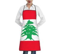 YaWea Tablier de cuisine imprimé drapeau du Liban pour restaurant avec poche Tablier de chef pour cuisine pâtisserie, blanc, taille unique